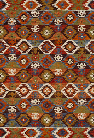 Surya Dena DNA-1003 Dark Brown Clay Cream Khaki Burnt Orange Terracotta Red Denim Aqua Olive Saffron Camel Area Rug main image