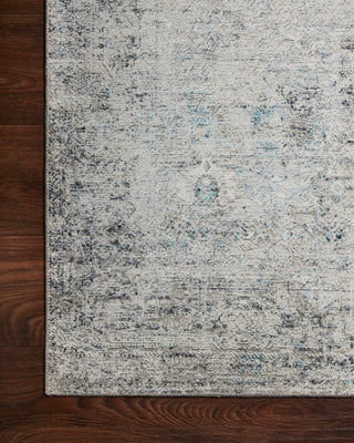 Loloi II Drift DRI-05 Ivory/Silver Area Rug Corner On Wood