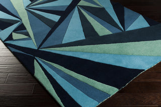 Surya Destinations DTN-63 Teal Hand Tufted Area Rug by Malene B 5x8 Corner
