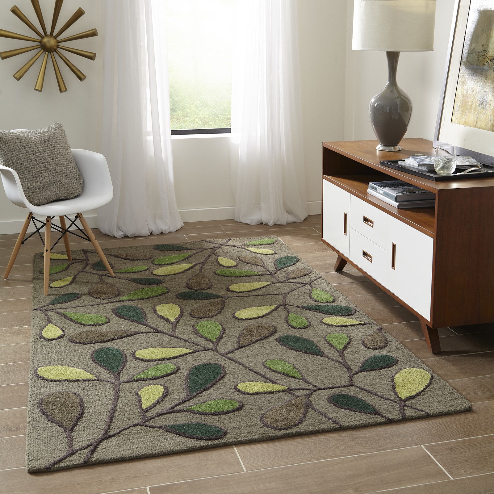 Tropical Leaf Shaped 3d Long Pile Bedroom Bedside Rug, Bathroom