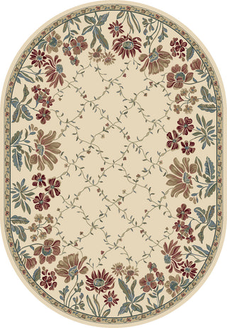 Dynamic Rugs Ancient Garden 57084 Ivory Area Rug Oval Shot