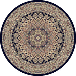 Dynamic Rugs Ancient Garden 57090 Navy Area Rug Round Shot