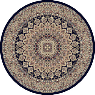 Dynamic Rugs Ancient Garden 57090 Navy Area Rug Round Image