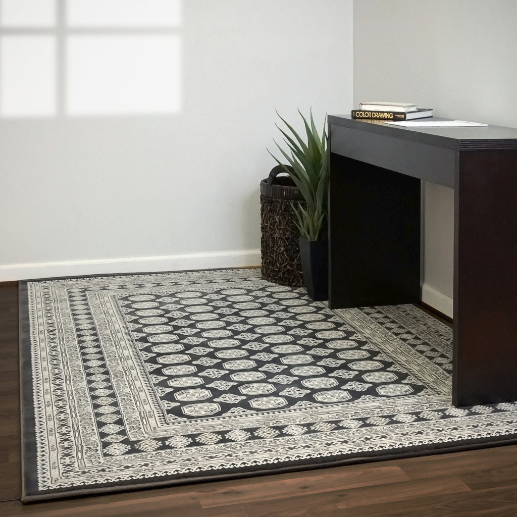 Dynamic Rugs Ancient Garden 57102 Charcoal/Silver Area Rug Lifestyle Image Feature