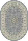 Dynamic Rugs Ancient Garden 57119 Steel Blue/Cream Area Rug Oval Image