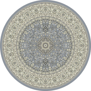 Dynamic Rugs Ancient Garden 57119 Steel Blue/Cream Area Rug Round Shot