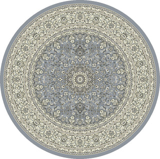 Dynamic Rugs Ancient Garden 57119 Steel Blue/Cream Area Rug Round Image