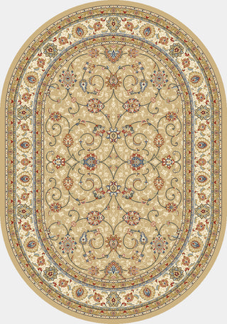 Dynamic Rugs Ancient Garden 57120 Light Gold/Ivory Area Rug Oval Shot