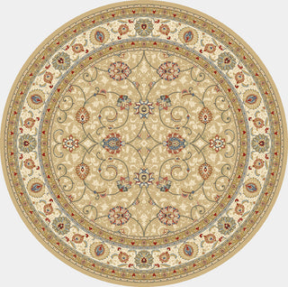 Dynamic Rugs Ancient Garden 57120 Light Gold/Ivory Area Rug Round Shot