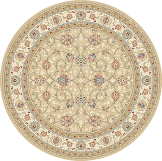 Dynamic Rugs Ancient Garden 57120 Light Gold/Ivory Area Rug Round Image