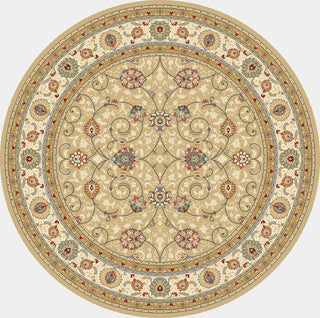 Dynamic Rugs Ancient Garden 57120 Light Gold/Ivory Area Rug Round Image