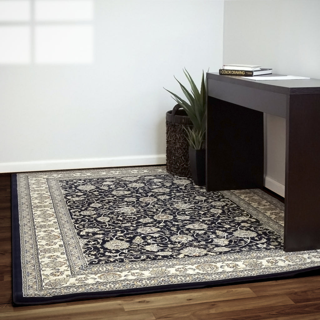 Dynamic Rugs Ancient Garden 57120 Blue/Ivory Area Rug Lifestyle Image Feature