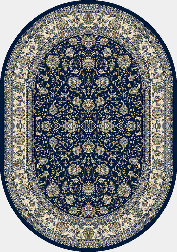 Dynamic Rugs Ancient Garden 57120 Blue/Ivory Area Rug Oval Shot