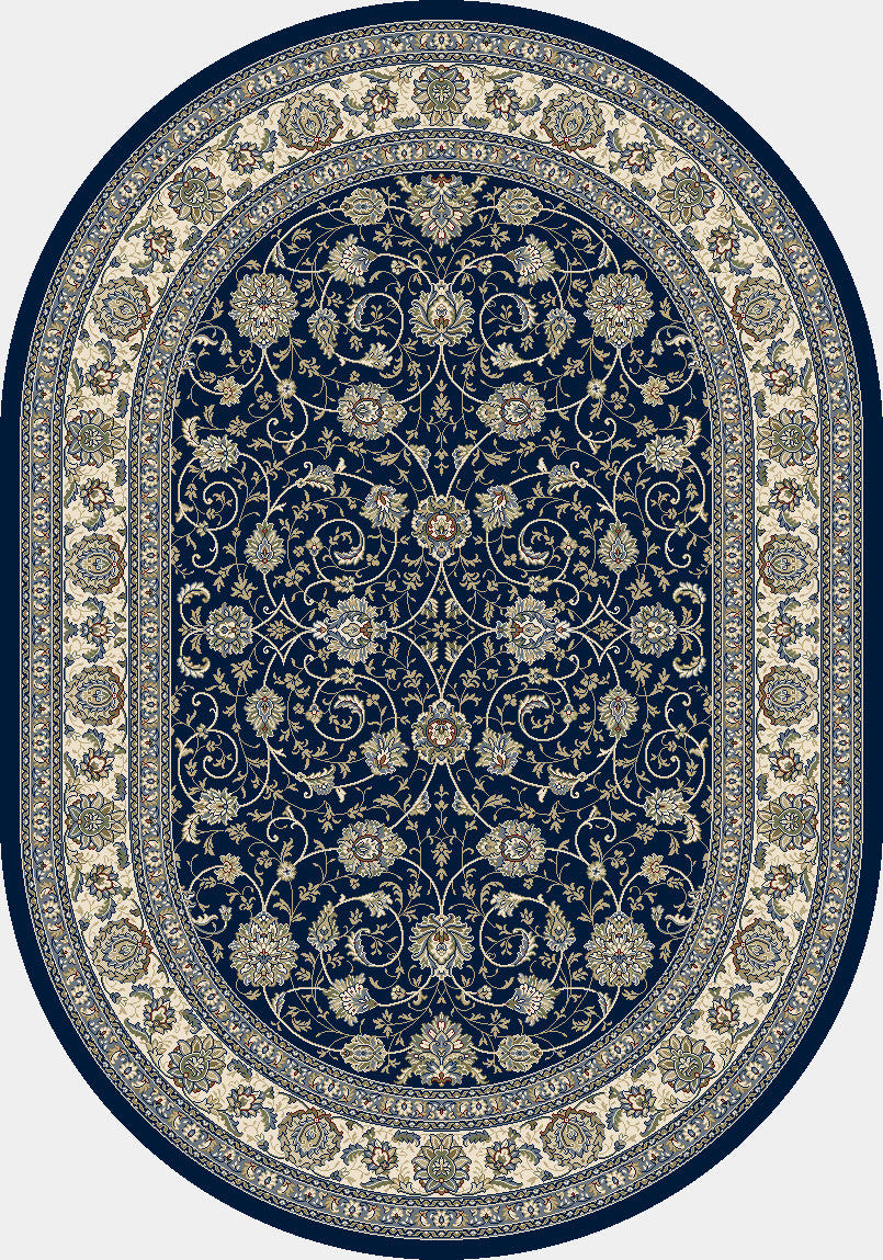 Dynamic Rugs Ancient Garden 57120 Blue/Ivory Area Rug Oval Shot