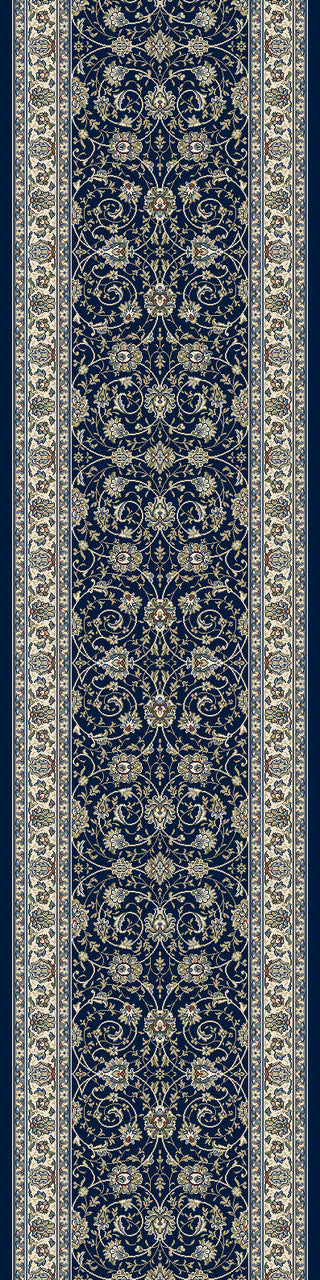 Dynamic Rugs Ancient Garden 57120 Blue/Ivory Area Rug Roll Runner Shot