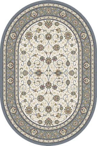 Dynamic Rugs Ancient Garden 57120 Ivory/Light Blue Area Rug Oval Image