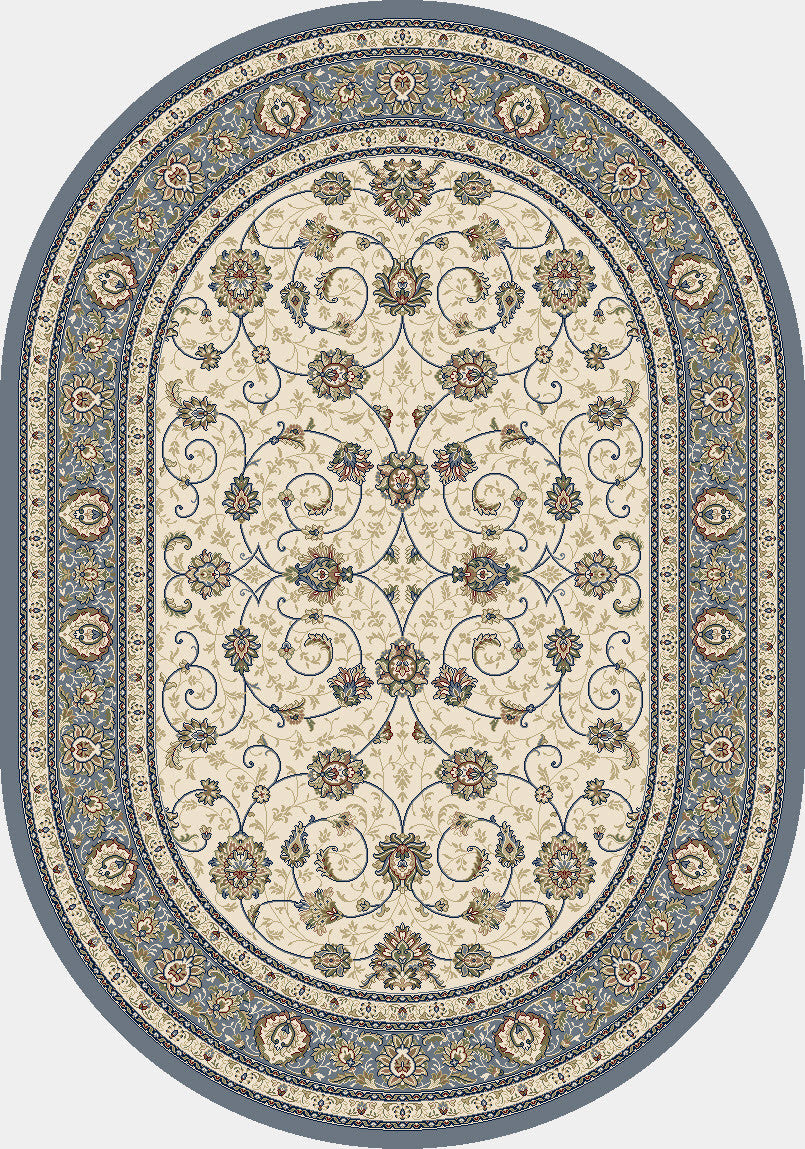 Dynamic Rugs Ancient Garden 57120 Ivory/Light Blue Area Rug Oval Shot