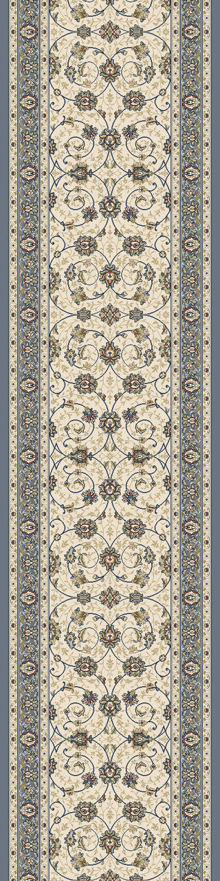 Dynamic Rugs Ancient Garden 57120 Ivory/Light Blue Area Rug Roll Runner Shot