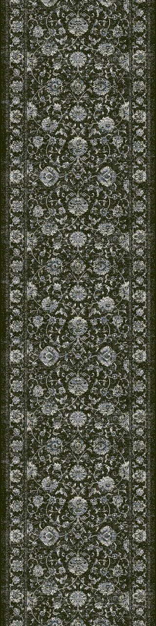 Dynamic Rugs Ancient Garden 57126 Charcoal/Silver Area Rug Roll Runner Shot