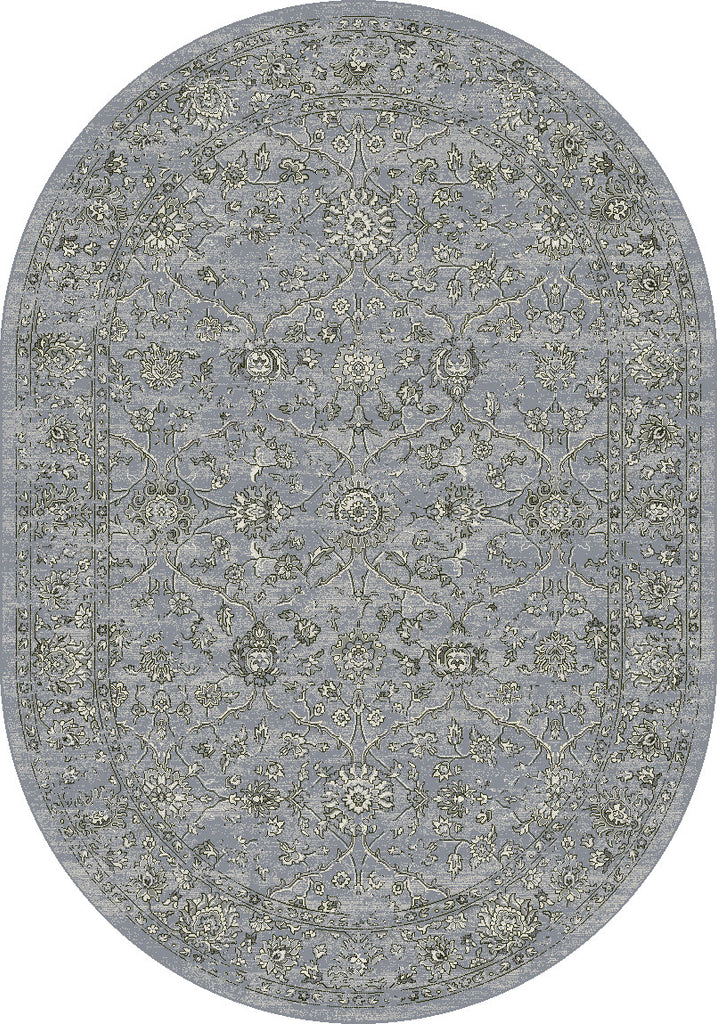 Dynamic Rugs Ancient Garden 57136 Steel Blue/Cream Area Rug Oval Shot