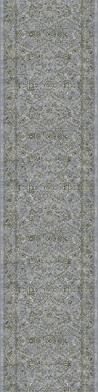 Dynamic Rugs Ancient Garden 57136 Steel Blue/Cream Area Rug Roll Runner Shot