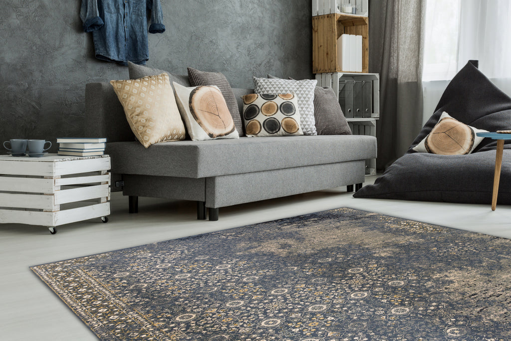 Dynamic Rugs Brilliant 72403 Blue Area Rug Lifestyle Image Feature