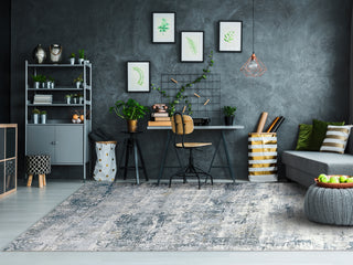 Dynamic Rugs Castilla 3533 Grey/Blue Area Rug Lifestyle Image Feature