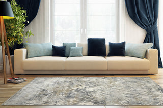 Dynamic Rugs Castilla 3537 Grey/Blue Area Rug Lifestyle Image Feature