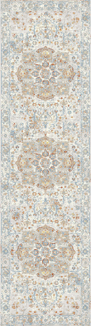 Dynamic Rugs Leda 9869 Ivory/Blue Area Rug Finished Runner Image