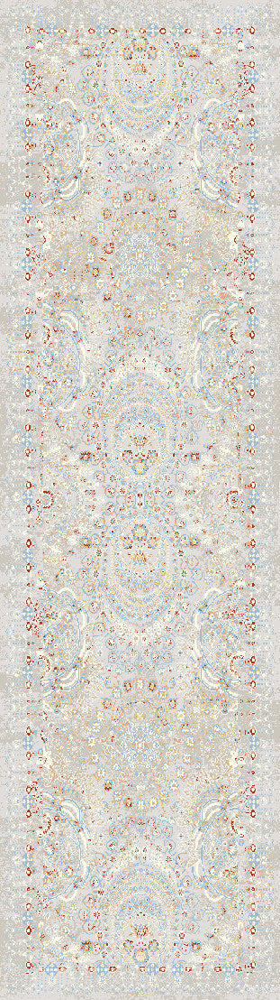 Dynamic Rugs Leda 9870 Ivory/Blue Area Rug Finished Runner Image