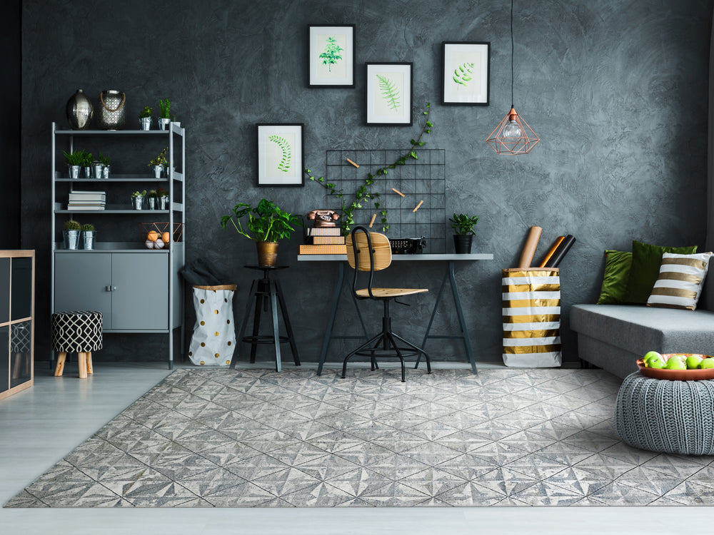 Dynamic Rugs Magnus 2515 Grey/Blue Area Rug Lifestyle Image Feature