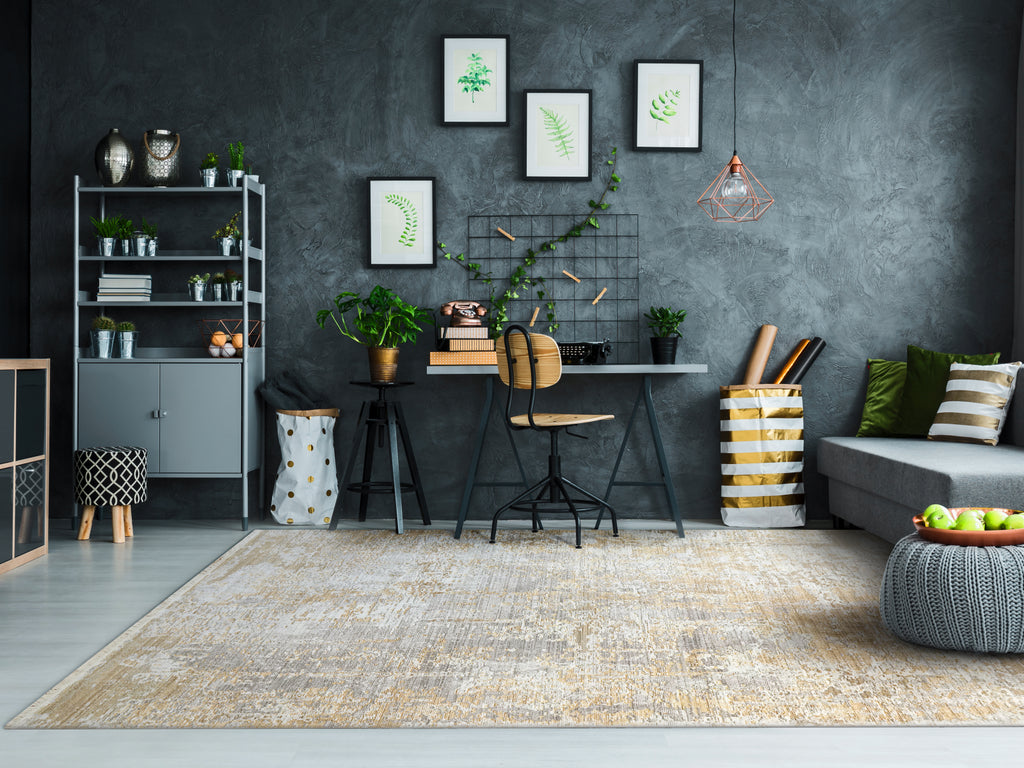 Dynamic Rugs Mood 8452 Yellow Area Rug Lifestyle Image Feature