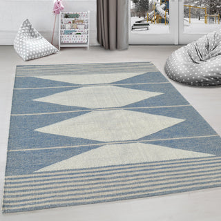 Dynamic Rugs Oak 8374 Blue/Ivor Area Rug Lifestyle Image Feature