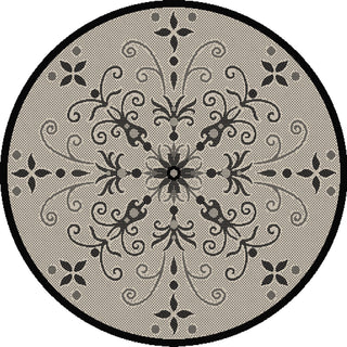 Dynamic Rugs Piazza 2583 Sand/Black Area Rug Round Shot