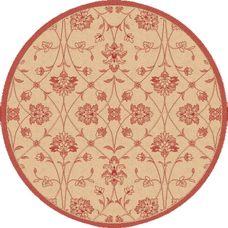 Dynamic Rugs Piazza 2744 Natural/Red Area Rug Round Shot