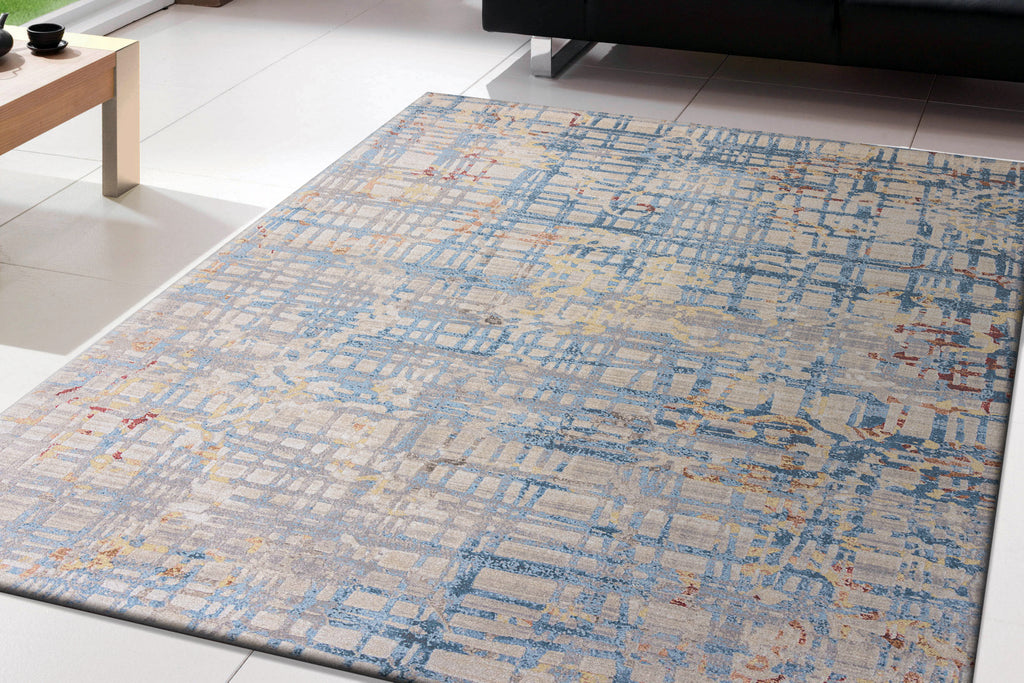 Dynamic Rugs Prism 4443 Ivory/Blue Area Rug Lifestyle Image Feature
