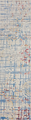 Dynamic Rugs Prism 4443 Ivory/Blue Area Rug Roll Runner Image