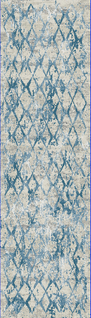 Dynamic Rugs Quartz 27039 Ivory/Blue Area Rug Finished Runner Image