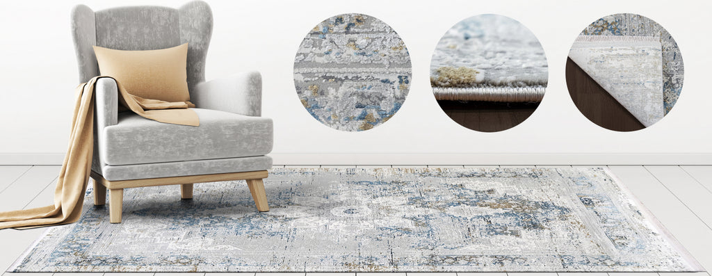 Dynamic Rugs Ruby 2161 Grey/Blue Area Rug Lifestyle Image Feature