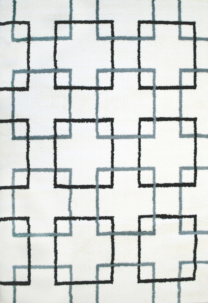 Dynamic Rugs Silky Shag 5901 White/Grey/Black Area Rug main image