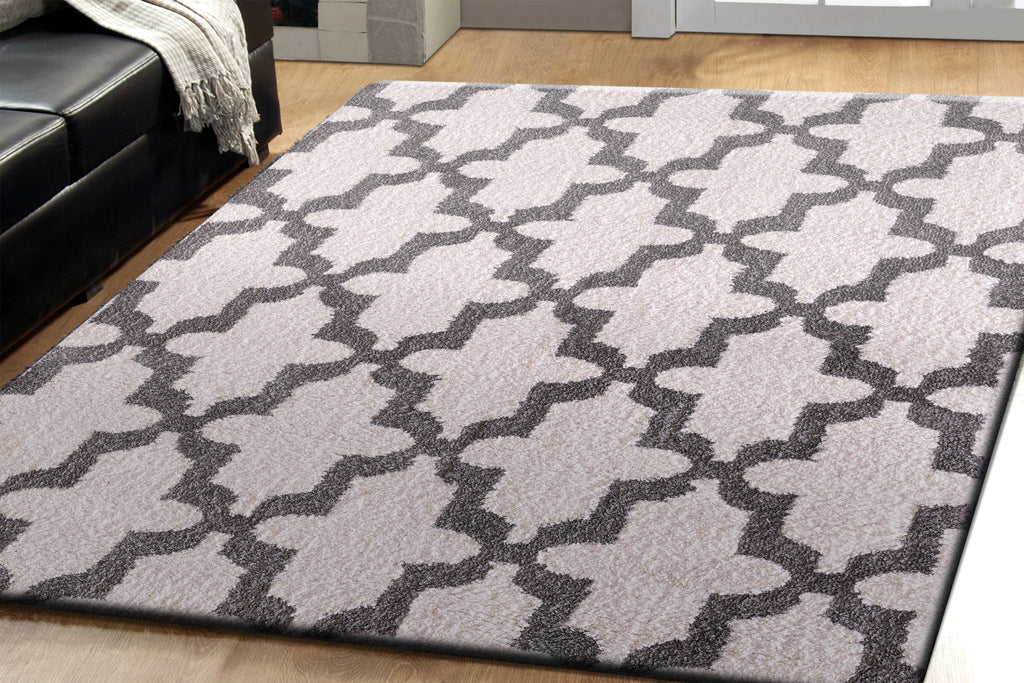 Dynamic Rugs Silky Shag 5906 White/Silver Area Rug Lifestyle Image Feature
