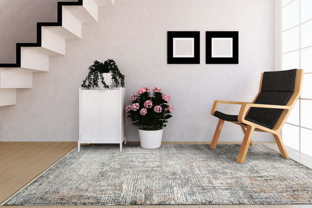 Dynamic Rugs Sunrise 6885 Grey/Charcoal/Gold/Multi Area Rug Lifestyle Image Feature