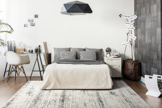 Dynamic Rugs Troya 4604 Grey/Ivory/Blue Area Rug Lifestyle Image Feature