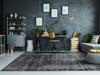 Dynamic Rugs Unique 4050 Grey Navy Area Rug Lifestyle Image Feature