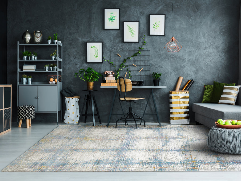 Dynamic Rugs Valley 7985 Grey/Blue Area Rug Lifestyle Image Feature