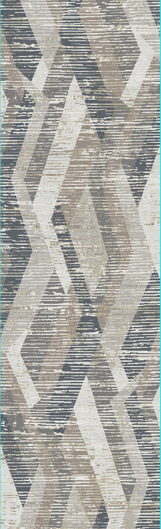 Dynamic Rugs Wingo 7957 Grey Slate Cream Area Rug Finished Runner Image