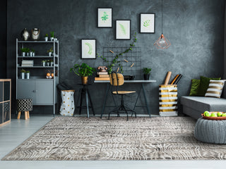 Dynamic Rugs Wingo 7958 Grey Slate Cream Area Rug Lifestyle Image Feature