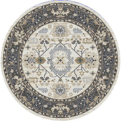 Dynamic Rugs Yazd 8531 Ivory/Grey Area Rug Round Shot