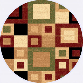 Dynamic Rugs Yazd 8960 Red/Sage Area Rug Round Shot