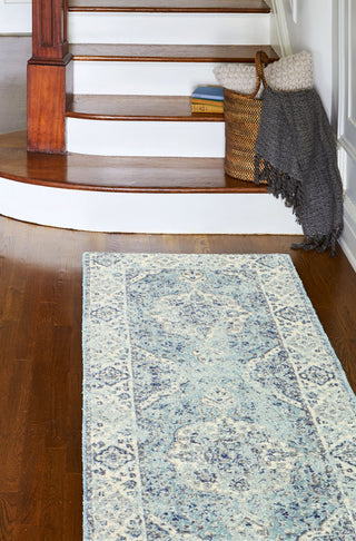 Bashian Everek E110-5363 Aqua Area Rug Runner Room Scene